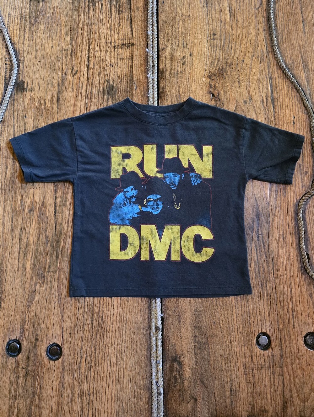 Gap Kids Run DMC  Black Graphic Tee - Yellow Logo Kids Size XS (4 - 5)
